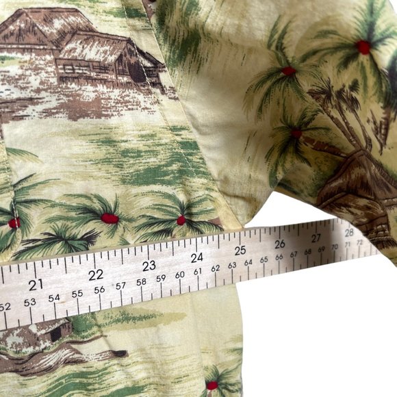 GAP Hawaiian Shirt Mens Large Yellow Tropical Button Up Cotton Lightweight - Picture 8 of 9